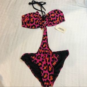 Forever 21 Pink Leopard One Piece Bathing Suit
